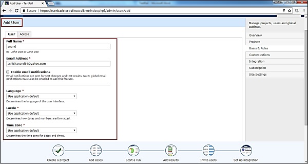 TestRail - Invite Users - Adglob Infosystem Pvt Ltd